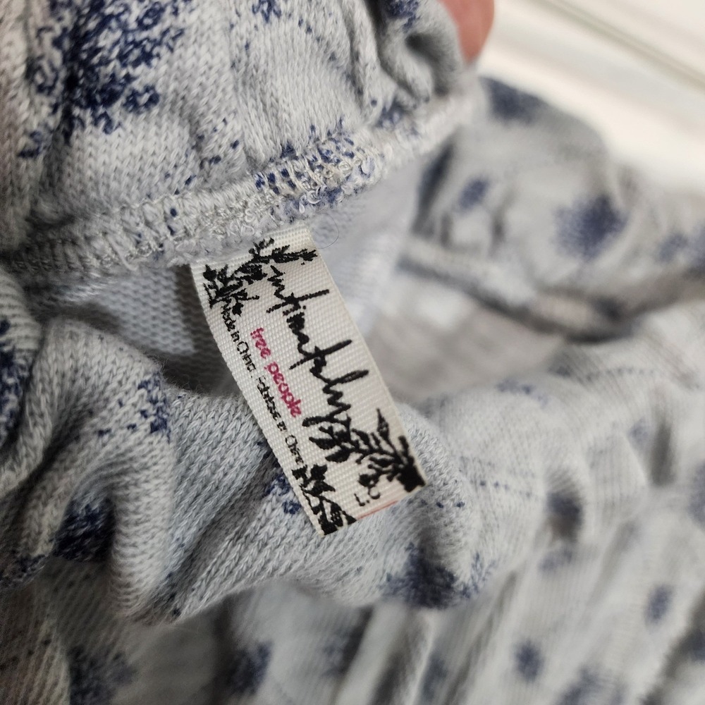 Free People Organic Cotton Lounge Set Blue Floral Large Boho stretch waist comfy - Picture 10 of 14